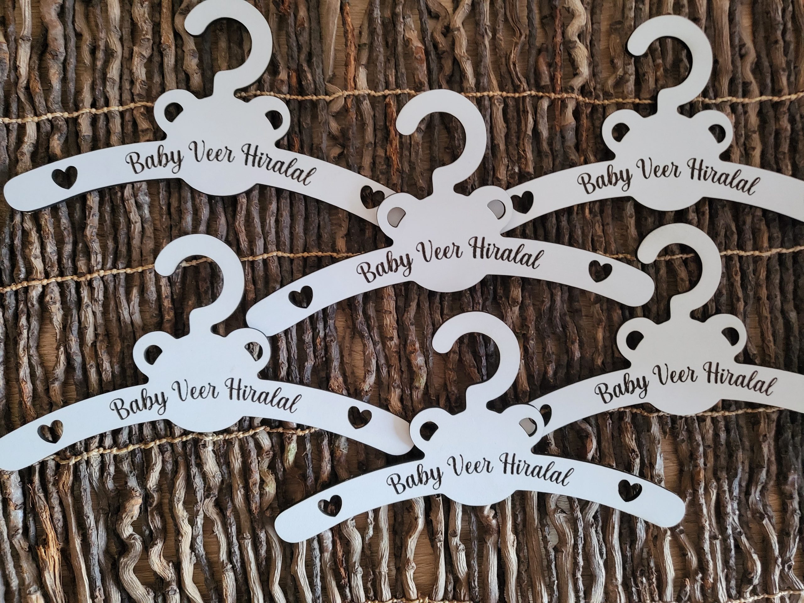 Personalised Engraved Wooden Baby Hangers (Pack of 6)
